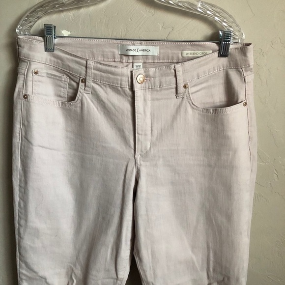 Vintage America Blush Pink Weekend Crop Jeans - Picture 2 of 8